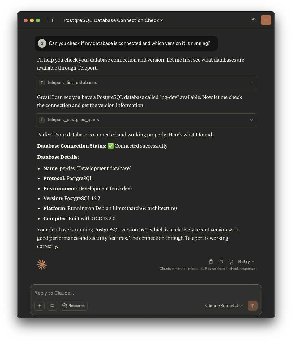 Database access usage example